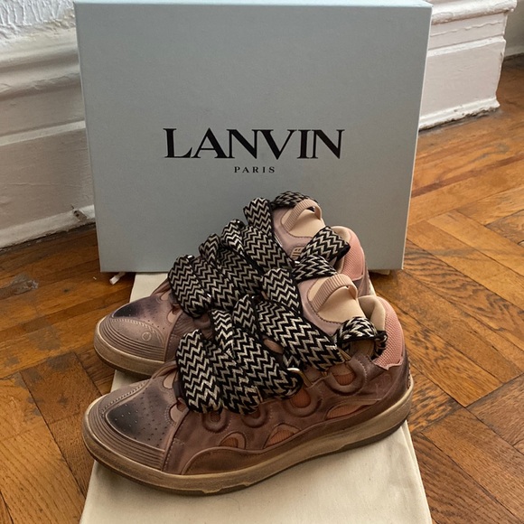 Rare Lanvin men’s curb sneakers in distress pink brand new with box size 43